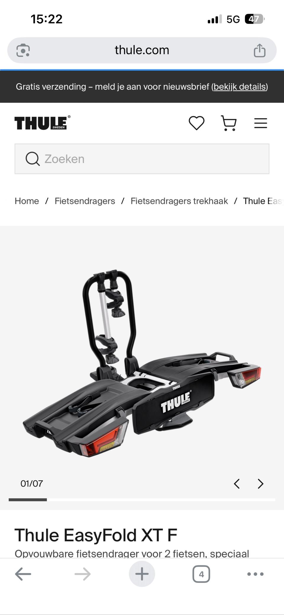 Thule fietsendrager easyfold XT - 2 fietsen